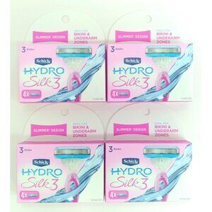 Schick Hydro Silk 3 Women Razor Refills Bikini Underarm 4 Pack Lot (4ct Per Pk)